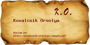 Kovalcsik Orsolya névjegykártya